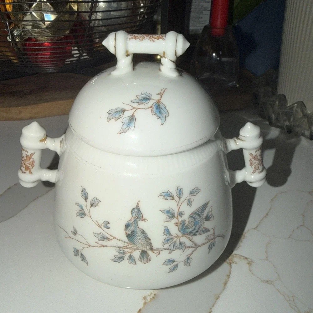 Charles Field Haviland Limoges Schleiger 1300 Blue Floral Tea or Biscuit Jar, 6